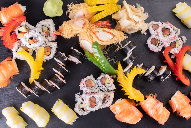 Sushi-Gerichte im Restaurant des Hotels